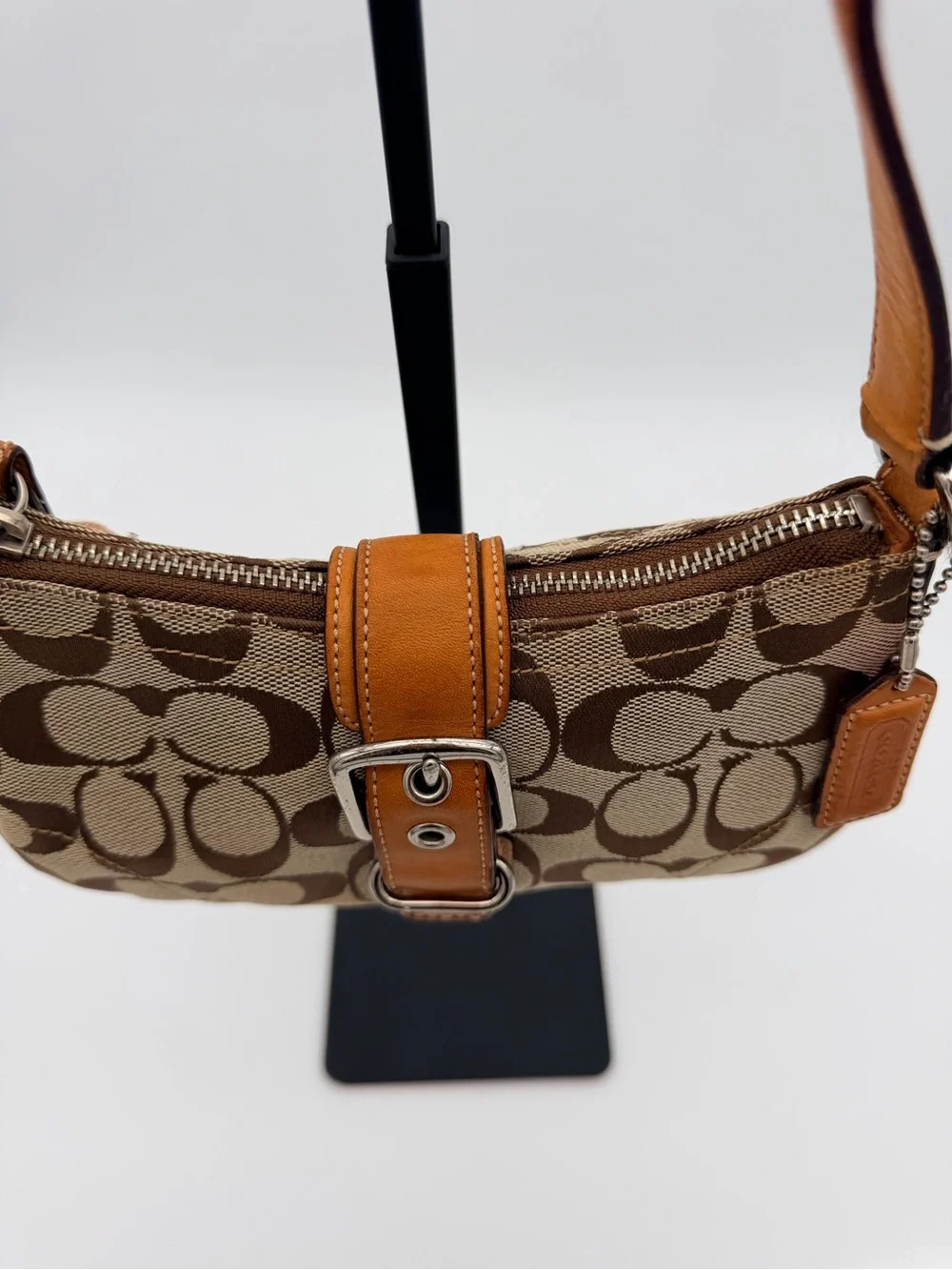 Coach SoHo Y2K Demi Baguette CC Signature Silver Hardware Shoulder Bag 6362